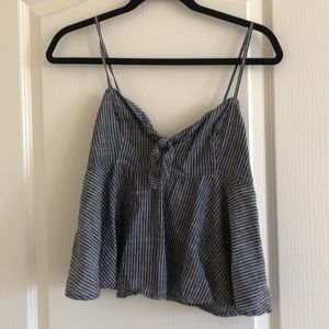 Blue and white striped babydoll top